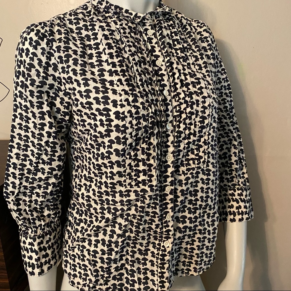 J Crew Mushroom Print Button Up Blouse Womens Size Small